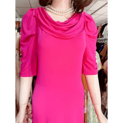 Đầm dạ hội dáng dài cổ đổ thun umi co giãn dễ mặc, cao cấp dáng truyền thống Hang có sẵn giao ngay  Màu hồng sen