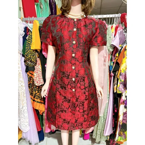 Đầm tafta hoa nổi cao cấp đứng form sang trọng Hàng có sẵn giao ngay Size SMLXL2XL, eo dưới 88 cm mặc đẹp Giá 299k