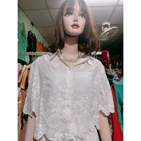 SÉT SHORT REN eo bo chun co giãn dễ mặc+ PHỐI CỔ SƠ MI CAO CẤP, quần có 2 túi Màu trắng Hàng có sẵn giao ngay Giá 390k