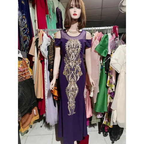 Đầm Dạ Hội Đầm Dạ Hội Thiết Kế Kết Pha kèm hoạ tiết thêu Sang Trọng Quý Phái Hàng có sẵn giao ngay XL, eo dưới 78cm mặc