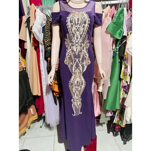 Đầm Dạ Hội Đầm Dạ Hội Thiết Kế Kết Pha kèm hoạ tiết thêu Sang Trọng Quý Phái Hàng có sẵn giao ngay XL, eo dưới 78cm mặc
