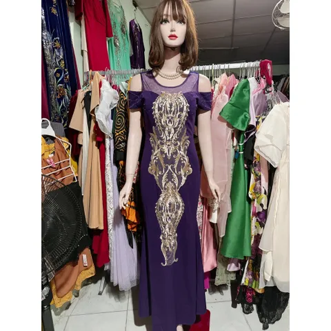 Đầm Dạ Hội Đầm Dạ Hội Thiết Kế Kết Pha kèm hoạ tiết thêu Sang Trọng Quý Phái Hàng có sẵn giao ngay XL, eo dưới 78cm mặc