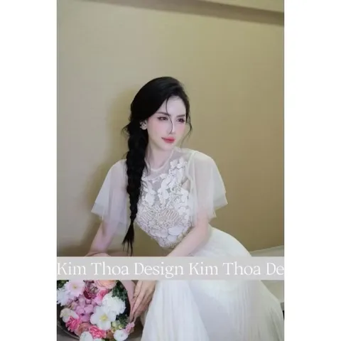 Đầm dập ly đính kết sang trọng Hàng có sẵn giao ngay Đủ size SML Màu kem Đúp lót 2 lớp Giá 420k