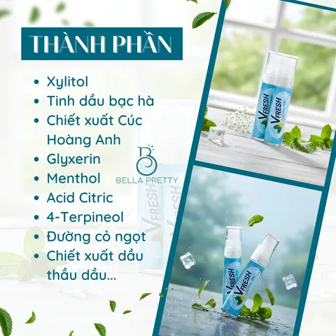 Vfresh Xịt Thơm Miệng Khử Mùi Hôi Miệng Hơi Thở Thơm Mát 10ml Không Cồn Ngừa Viêm Lợi Sâu Răng