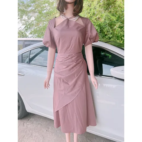 Váy cổ yếm ngắn tay tiểu thư tay bồng ảnh thật Có sẵn màu tím nhạt L Hàng có sẵn giao ngay Giá 290k Hàng chính phẩm