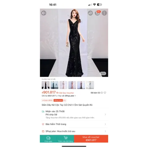 Đầm Thiết Kế Kim Sa Dáng Dài, có sẵn mút ngực Hàng có sẵn giao ngay XL, eo dưới 84cm mặc đẹp Đúp lót 2 lớp Màu đen