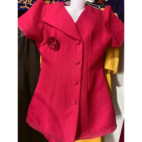 Set bộ thời trang nữ mặc đi chơi chất tuyết mưa , đính nút bọc giả cổ vest, tay ngắn quần lưng thun 1/2