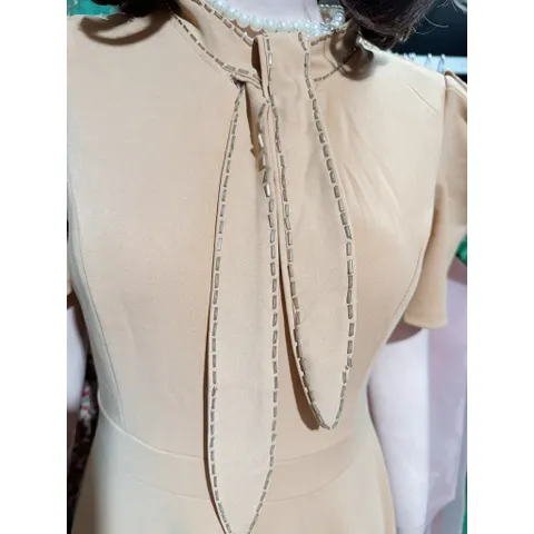 Đầm  phối 2 nơ điệu đà form dáng xòe nhẹ chất umi co gian de mặc phù hợp đi chơi, đi làm Hàng có sẵn giao ngay