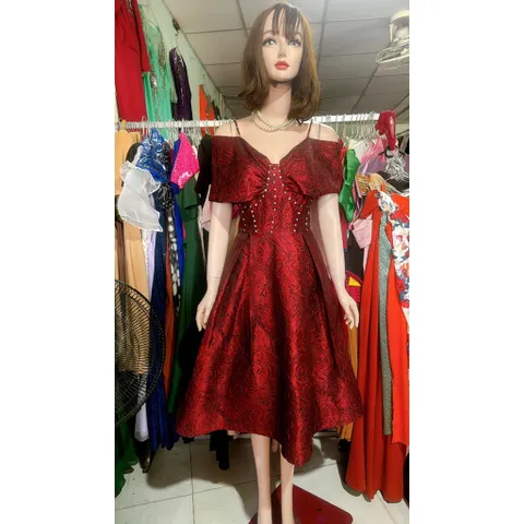 Đầm tapta đính kết trễ vai siêu đẹp Eo dưới 76cm mặc đẹp Size SML Giá 390k Hàng cao cấp Hàng siêu đẹp