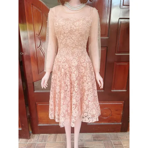 Đầm ren hồng nude siêu đẹp Giá 320k Hàng có sẵn giao ngay L Chất liệu ren Có sẵn mút ngực