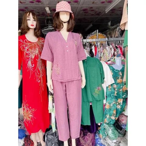 Set áo + quần thêu Hàng coa sẵn giao ngay Đủ màu Size to tới số 6 Giá 250k/ bộ