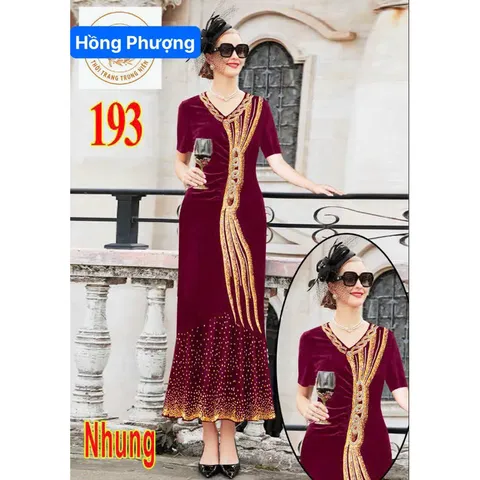 Đầm nhung ép đá siêu sang Hàng có sẵn giao ngay Hàng đường may đẹp, kỹ, đúng mô tả.  100% sử dụng hình ảnh thật