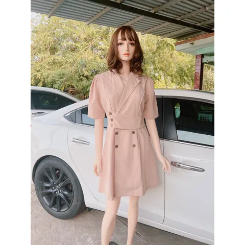 Đầm vest nữ điệu tiểu thư  Màu nude Giá 320k Hàng có sẵn giao ngay L Chất liệu tuyết mưa cao cấp