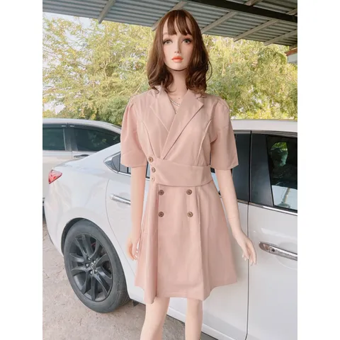 Đầm vest nữ điệu tiểu thư  Màu nude Giá 320k Hàng có sẵn giao ngay L Chất liệu tuyết mưa cao cấp