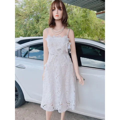 Váy trắng ren 2 dây thướt tha dịu dàng Giá 390k Có siZe S và M Hàng có sẵn giao ngay Hàng đường may đẹp, kỹ, đúng mô tả