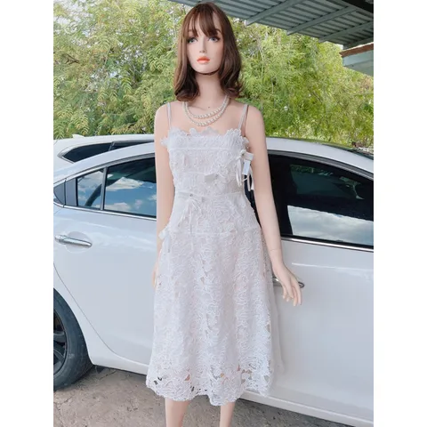 Váy trắng ren 2 dây thướt tha dịu dàng Giá 390k Có siZe S và M Hàng có sẵn giao ngay Hàng đường may đẹp, kỹ, đúng mô tả