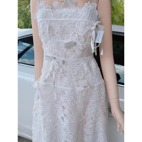 Váy trắng ren 2 dây thướt tha dịu dàng Giá 390k Có siZe S và M Hàng có sẵn giao ngay Hàng đường may đẹp, kỹ, đúng mô tả