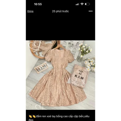 ĐẦM REN MÀU NUDE dày dặn Giá 350k Hàng có sẵn giao ngay