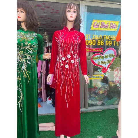 Áo dài nhung kết ngọc siêu đẹp Giá 490k/ áo dài ( quần 120k/ quần) Size 3XL Hàng có sẵn giao ngay