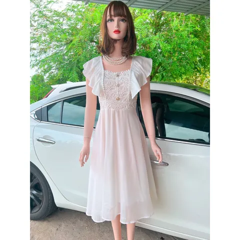 Đầm Xòe Phối Ren Tay Cánh Tiên  Dự Tiệc Dạo Phố Cà Phê Sang Chảnh  Đủ size  Hàng có sẵn giao ngay Giá 380k Màu trắng
