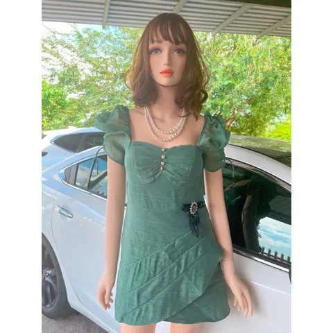 Đầm ngắn như hình Giá 199k Size S Hàng có sẵn giao ngay Màu xanh rêu