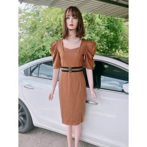 Đầm mau nâu tây siêu sang chảnh Hàng coa sẵn giao ngay Giá 290k Chất liệu umi cao cấp