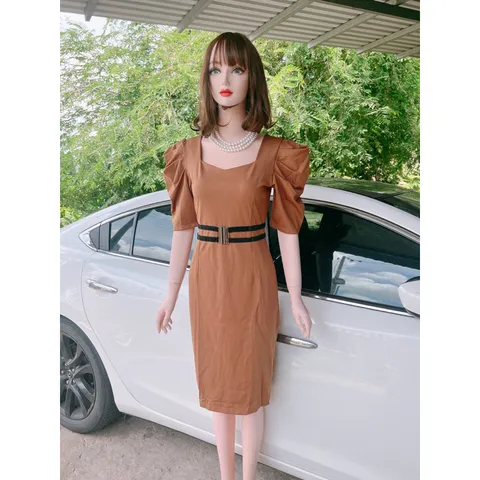 Đầm mau nâu tây siêu sang chảnh Hàng coa sẵn giao ngay Giá 290k Chất liệu umi cao cấp