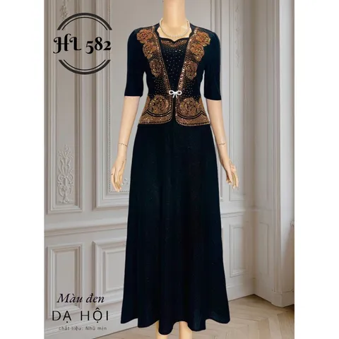 Giá 390k **CHẤT LIỆU : THUN NHŨ CO GIÃN - CƯỜM ÉP CAO CẤP Đầm tiệc đẹp như hình Hàng có sẵn giao ngay