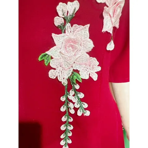 Đầm tuyết mưa đính kết cao cấp Giá 290k Hàng có sẵn giao ngay Eo dưới 76cm mặc đẹp Màu đỏ đô
