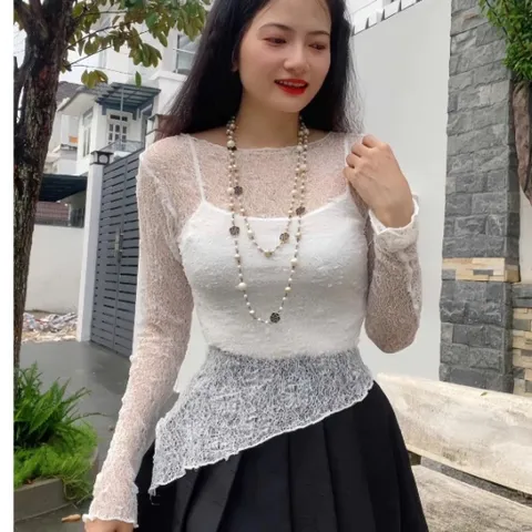 Set Áo Ren Sang Trọng, Vải Ren Mềm Mịn co giãn nhiều, Kèm Áo 2 Dây Co Giãn Tốt Hàng có sẵn giao ngay