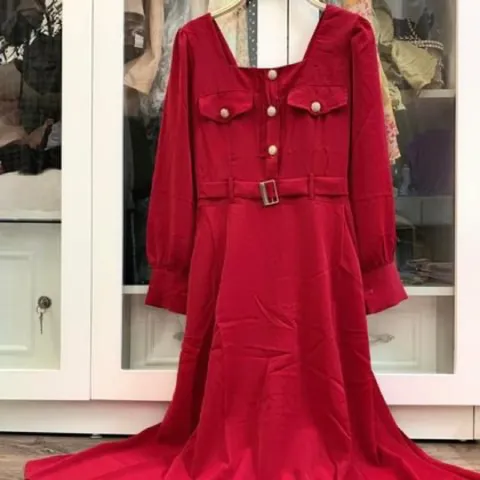 Đầm mango mát mịn Hàng có sẵn giao ngay Coa màu nude và màu xanh  Giá 290k Phía sau có bo thun co giãn dưới 65kg mặc đẹp