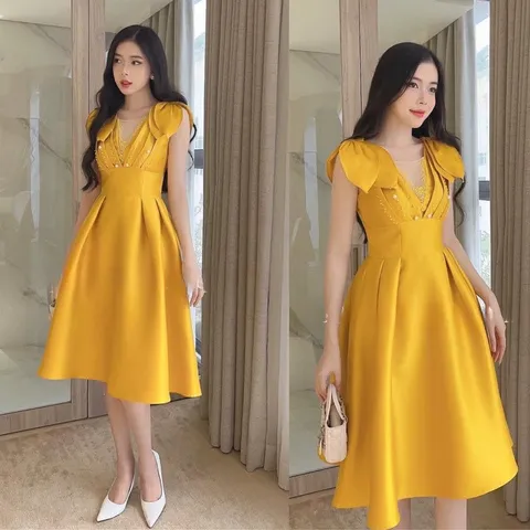 Đầm chất liệu tapta đính kết siêu đẹp