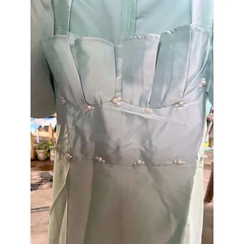 Đầm tapta xanh mint đính hat Giá 320k Hàng coa sẵn giao ngay Eo dưới 74cm