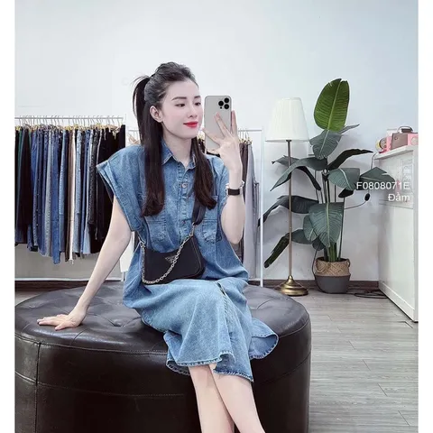 Siêu hot siêu đẹp MẪU HOT VỀ  Đầm jean suông tay kiểu mới siêu hot Chất jean dày dặn bao đẹp nhé
