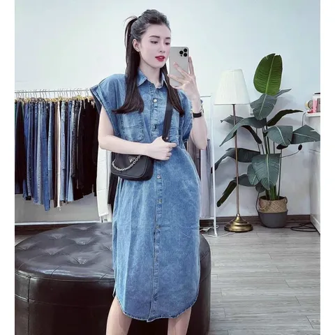 Siêu hot siêu đẹp MẪU HOT VỀ  Đầm jean suông tay kiểu mới siêu hot Chất jean dày dặn bao đẹp nhé