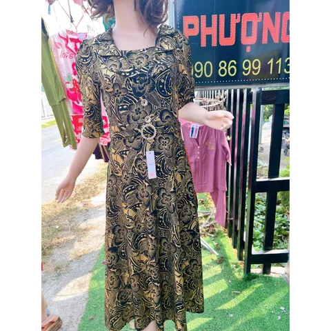 Đầm cổ vest nhũ kim sa siêu đẹp, siêu sang Có co giãn Hàng có sẵn giao ngay Giá 360k