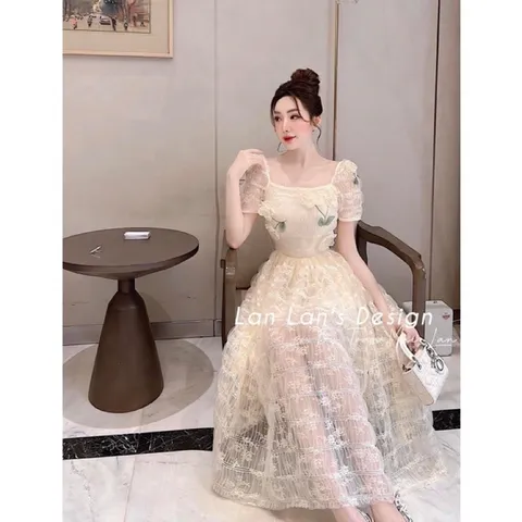 Váy thêu hoa lá 3D đầm dự tiệc cao cấp  Giá 390k Hàng có sẵn giao ngay Hàng đường may đẹp, kỹ, đúng mô tả.