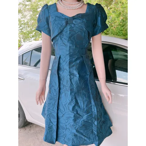 Váy tapta Dự Tiệc Cao Cấp , Đầm Gấm Hoa Sang Trọng trẻ Trung Xinh Đẹp. Có maù xanh lý + đen + trắng GÍa 290k