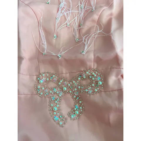 🎀Váy tafta nữ đính lông vũ và nơ đá sang chảnh, hàng 2 lớp, váy đứng form chuẩn ảnh mẫu mặc