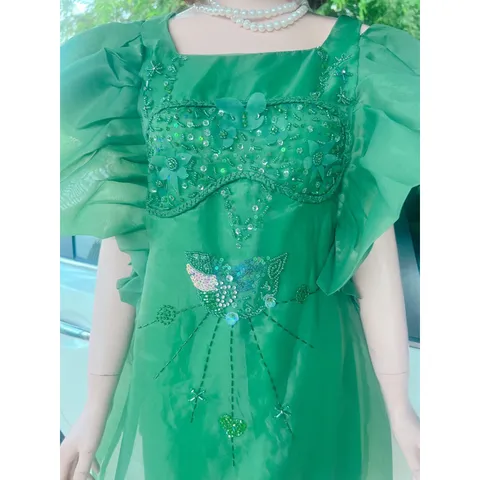 ĐẦM XUÔNG VOAN TAY CÁNH TIÊN KẾT CƯỜM  - chất voan tơ lót lớp trong mặc nhẹ , mát . - mặc đi chơi đi tiệc đều đẹp.