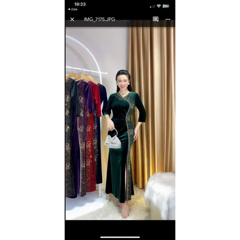 Đầm nhung siêu sang ép đá  Giá 350k Hàng có sẵn giao ngay Có đủ màu DƯới 65 kg mặc đẹp