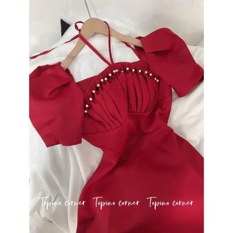 ♥ ĐẦM CỔ YẾM ĐỎ TAY BỒNG Chất liệu tapta đẹp ▪️Dưới 60kg Giá 350k ♡ HÀNG CÓ SẴN