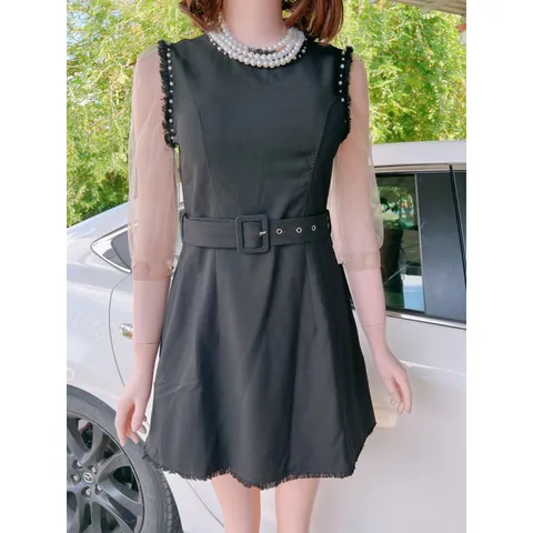 Đầm kết ngọc màu hồng pastel Giá 290k Có màu hồng và màu đen Hàng có sẵn giao ngay SM, có sẵn mút ngực, kèm dây buột eo