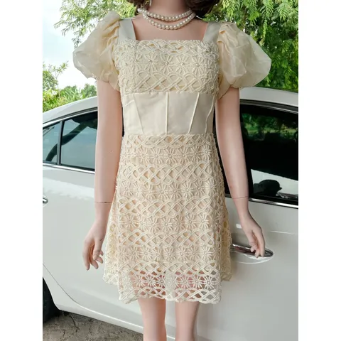 Đầm Nữ Thiết Kế Tơ Ren Đầm Dự Tiệc Đai Eo Tôn Dáng Sang Trọng Kèm {ẢNH THẬT} Giá 390k, người ta đang bán gần 7xx