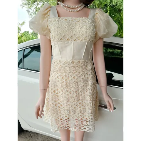 Đầm Nữ Thiết Kế Tơ Ren Đầm Dự Tiệc Đai Eo Tôn Dáng Sang Trọng Kèm {ẢNH THẬT} Giá 390k, người ta đang bán gần 7xx