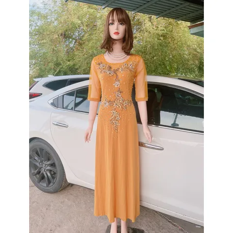 Đầm Dạ Hội Trung Niên , chất liệu Solen xịn Kết Đá Giá 399k Hàng có sẵn giao ngay Hàng co giãn dễ chịu