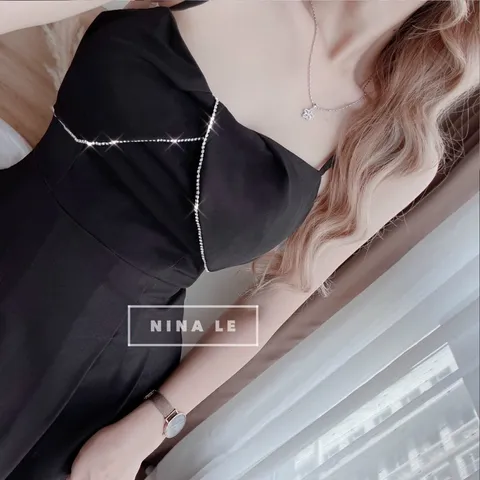 ❌đầm đen 2 dây viền hạt cao cấp 🎉🎉🎉 Giá 250k Chất cát boy dày dặn, viền dây hạt