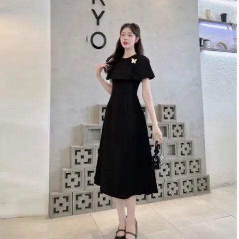 ĐẦM THIẾT KẾ CHOÀNG VAI SANG TRỌNG DÁNG DÀI,có sẵn lót vai, phù hợp đi chơi, đi làm, đi tiệc Hàng có sẵn giao ngay