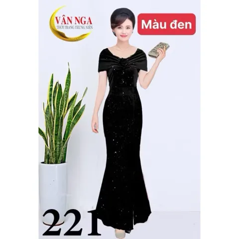 ĐẦM KIM SA DẠ HỘI DÁNG DÀI ôm TAY CHOÀNG VAI che bắp tay siêu đẹp DỰ TIỆC SIÊU XINH, Hang có sẵn giao ngay Màu đen