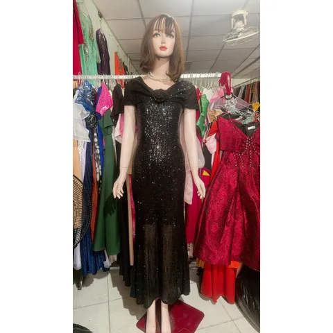 ĐẦM KIM SA DẠ HỘI DÁNG DÀI ôm TAY CHOÀNG VAI che bắp tay siêu đẹp DỰ TIỆC SIÊU XINH, Hang có sẵn giao ngay Màu đen